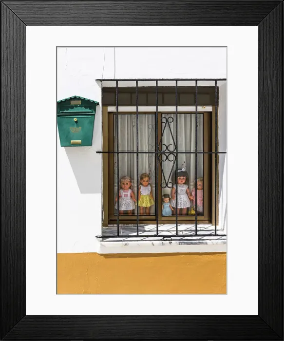 Framed Print : A window with dolls, Olivenza, Badajoz, Extremadura, Spain Framed Print : A window with dolls, Olivenza, Badajoz, Extremadura, Spain