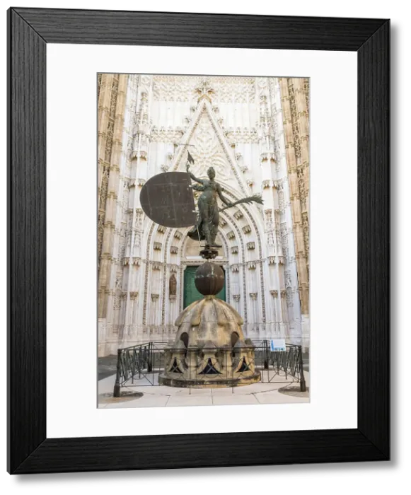 Framed Print : Replica of the Giraldillo statue that symbolizes Christian Faith, Hope and Victory at the entrance to Catedral de Santa Maria de la Sede (Cathedral of Seville), Seville, Andalusia, Spain Framed Print : Replica of the Giraldillo statue that symbolizes Christian Faith, Hope and Victory at the entrance to Catedral de Santa Maria de la Sede (Cathedral of Seville), Seville, Andalusia, Spain