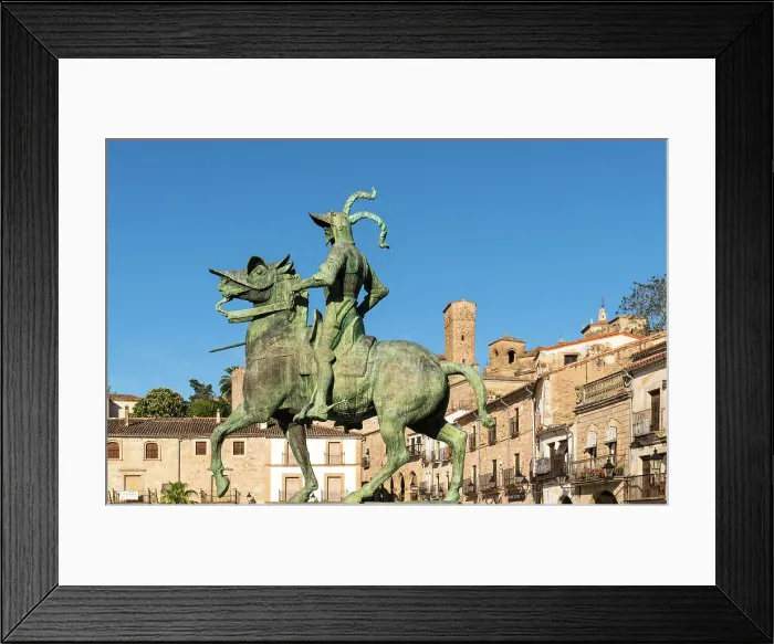 Framed Print : Statue of Francisco Pizarro (Spanish explorer and conqueror of Peru) on the Plaza Mayor of Trujillo, Extremadura, Caceres, Spain Framed Print : Statue of Francisco Pizarro (Spanish explorer and conqueror of Peru) on the Plaza Mayor of Trujillo, Extremadura, Caceres, Spain