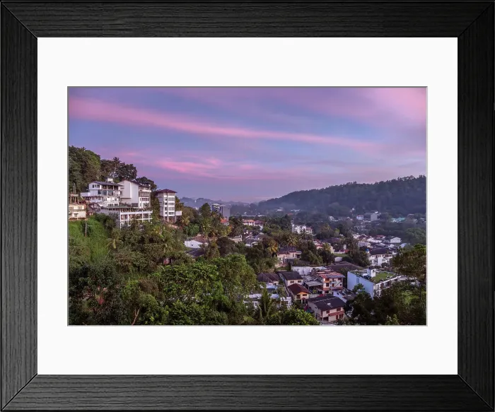 Framed Print : Asia, Sri Lanka, Central Province, Kandy, skyline of Kandy city at dusk showing buildings and surrounding hills Framed Print : Asia, Sri Lanka, Central Province, Kandy, skyline of Kandy city at dusk showing buildings and surrounding hills