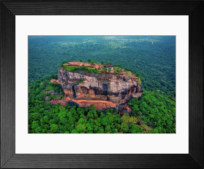 Framed Print : Aerial view of Sigiriya Lion's Rock, a rock fortress located in the northern Matale District, Dambulla, Sri Lanka Framed Print : Aerial view of Sigiriya Lion's Rock, a rock fortress located in the northern Matale District, Dambulla, Sri Lanka