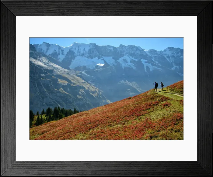 Framed Print : Switzerland, Berne, Oberland, Murren, Bernese Alps, Hiker