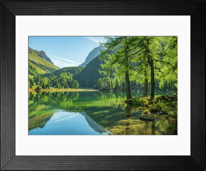 Framed Print : Switzerland, Graubunden, Engadin, Berguen, Lai da Palpuogna