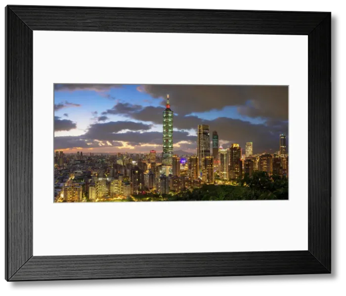 Framed Print : Taipei 101 and skyscrapers of Xinyi at dusk, Taipei, Taiwan Framed Print : Taipei 101 and skyscrapers of Xinyi at dusk, Taipei, Taiwan