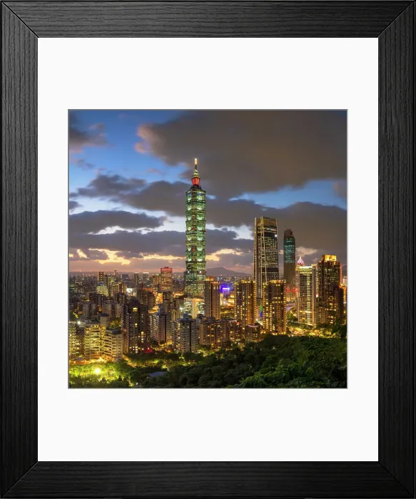 Framed Print : Taipei 101 and skyscrapers of Xinyi at dusk, Taipei, Taiwan Framed Print : Taipei 101 and skyscrapers of Xinyi at dusk, Taipei, Taiwan