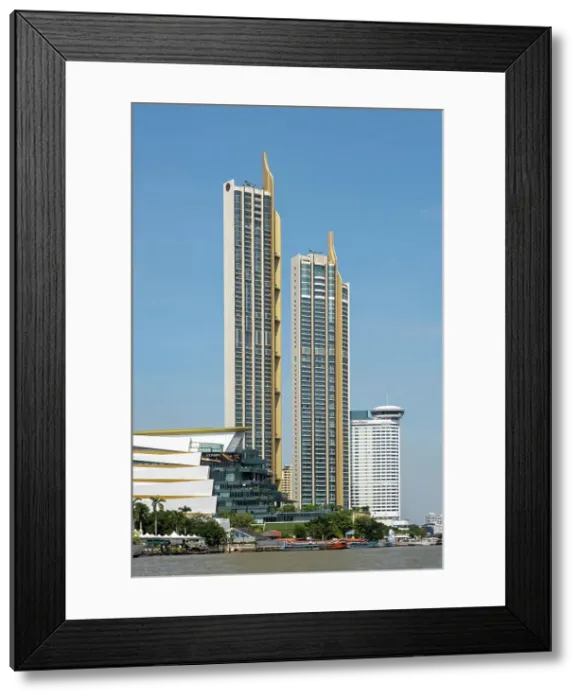Framed Print : ICONSIAM and Mandarin Oriental residences, Chao Pharya River, Bangkok, Thailand