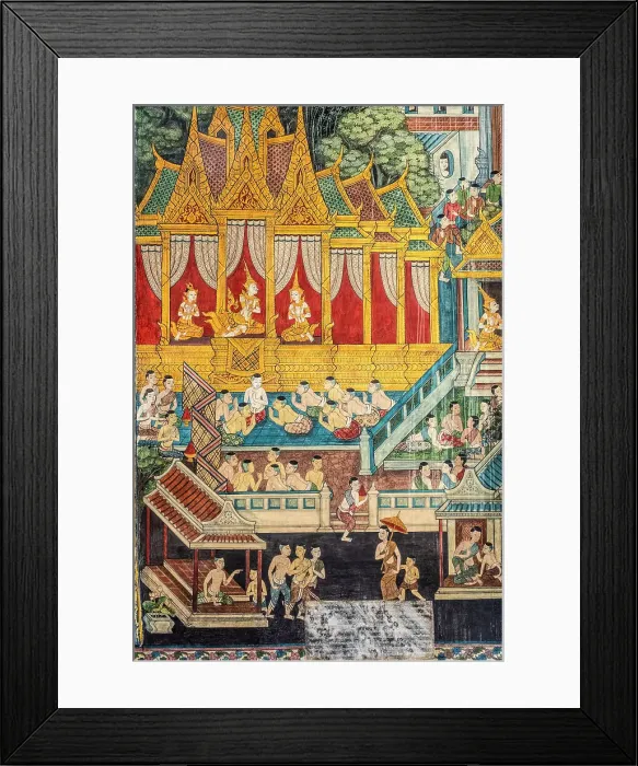 Framed Print : Murals depicting scenes from life of Buddha, Temple of the Reclining Buddha, Wat Pho, Phra Nakhon District, Bangkok, Thailand Framed Print : Murals depicting scenes from life of Buddha, Temple of the Reclining Buddha, Wat Pho, Phra Nakhon District, Bangkok, Thailand