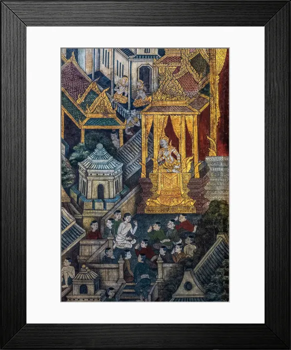 Framed Print : Murals depicting scenes from life of Buddha, Temple of the Reclining Buddha, Wat Pho, Phra Nakhon District, Bangkok, Thailand Framed Print : Murals depicting scenes from life of Buddha, Temple of the Reclining Buddha, Wat Pho, Phra Nakhon District, Bangkok, Thailand