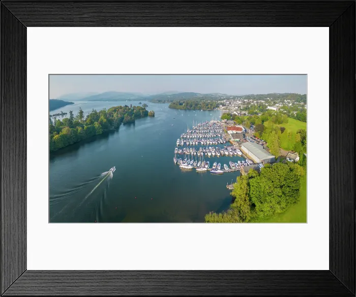 Framed Print : UK, England, Cumbria, Lake District, Lake District National Park, Lake Windermere, Bowness-on-Windermere, Belle Isle and Aquatic Quays Marina Framed Print : UK, England, Cumbria, Lake District, Lake District National Park, Lake Windermere, Bowness-on-Windermere, Belle Isle and Aquatic Quays Marina