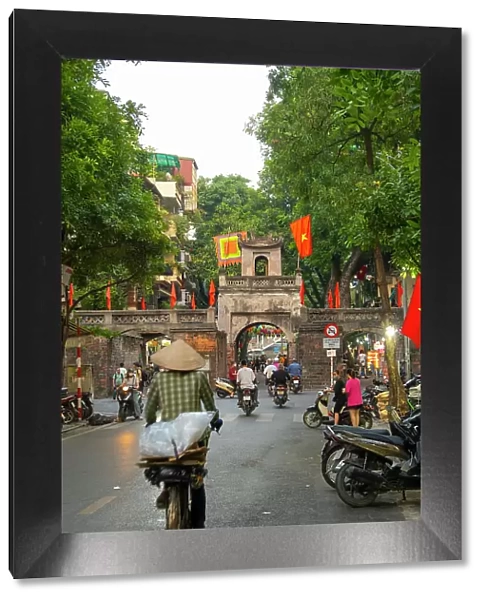 Street scene & City Gate, Old Town, Hanoi, Vietnam