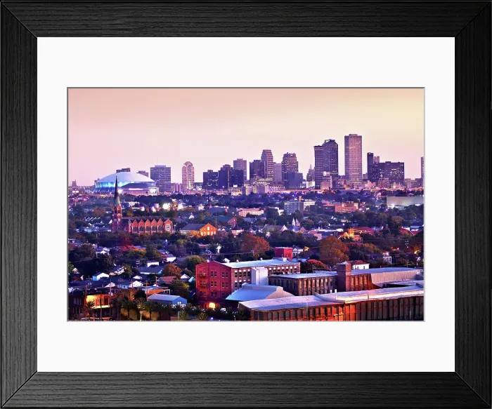 Framed Print : New Orleans skyline illuminated at dawn. Louisiana, USA Framed Print : New Orleans skyline illuminated at dawn. Louisiana, USA