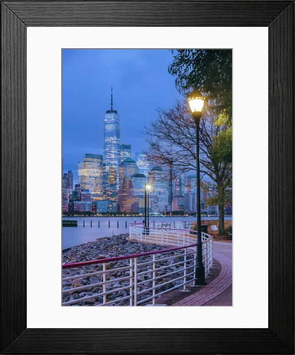 Framed Print : USA, New York City, World Trade Center & the Hudson river. Taken from Jersey City
