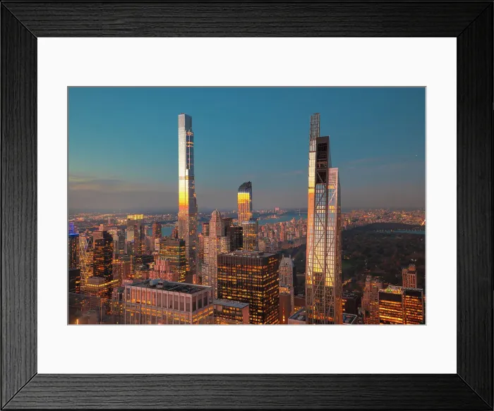 Framed Print : USA, New York City, elevated view of Central Park and the new tall buildings in Manhattan