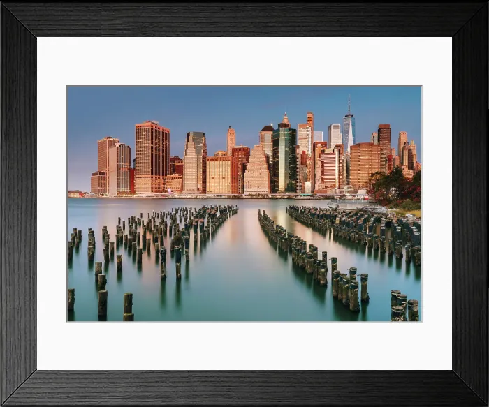 Framed Print : USA, New York City, view of the Financial District with the Granite Prospect old pier in the foreground Framed Print : USA, New York City, view of the Financial District with the Granite Prospect old pier in the foreground