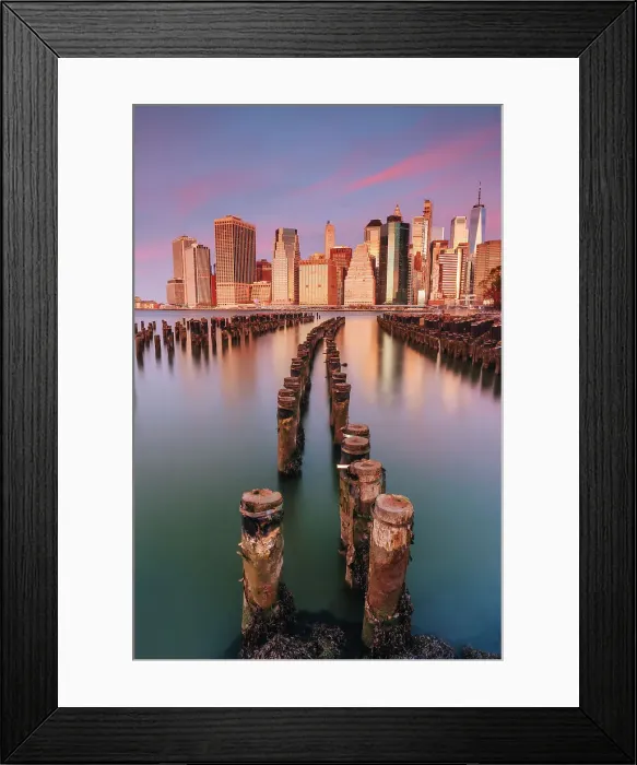 Framed Print : USA, New York City, view of the Financial District with the Granite Prospect old pier in the foreground Framed Print : USA, New York City, view of the Financial District with the Granite Prospect old pier in the foreground