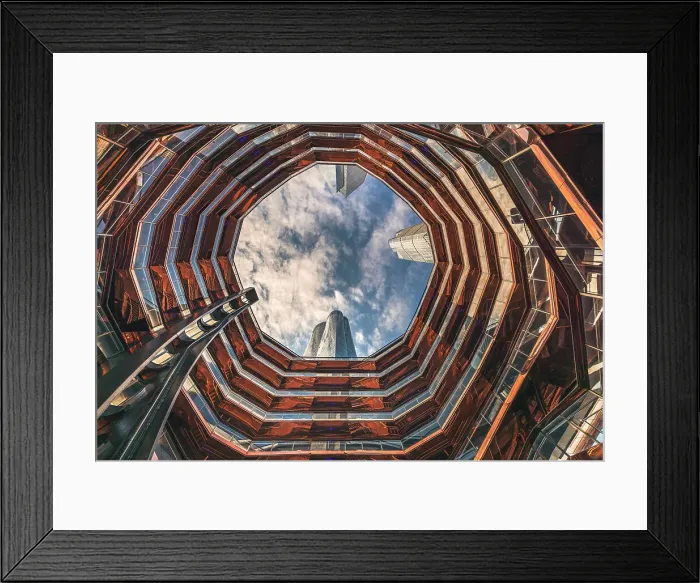 Framed Print : USA, New York City, View from below of the Vessel building in Hudson Yards area Framed Print : USA, New York City, View from below of the Vessel building in Hudson Yards area