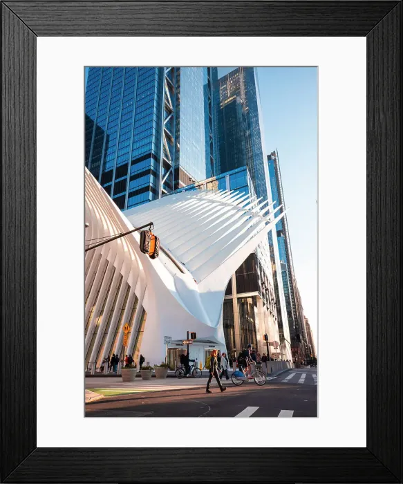 Framed Print : USA, New York City, people crossing the road in front of the Path station (Oculus) & World Trade Center Framed Print : USA, New York City, people crossing the road in front of the Path station (Oculus) & World Trade Center