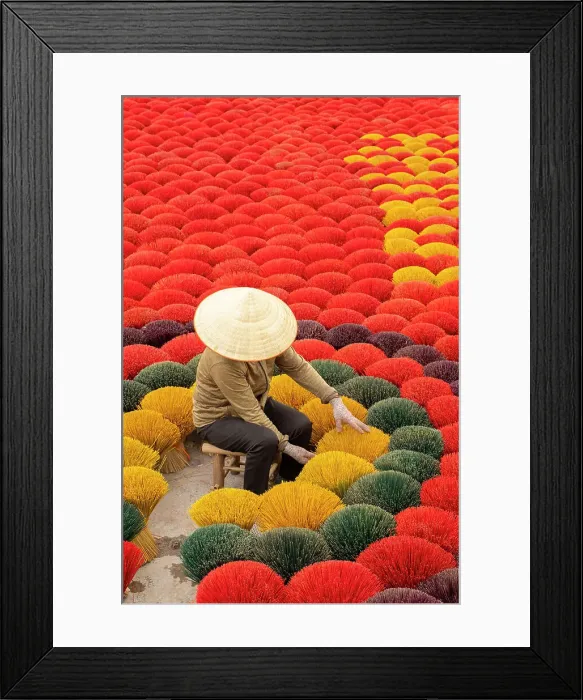Framed Print : Colourful Incense sticks being dried, Quang Phu Cau village, Hanoi Province, Vietnam Framed Print : Colourful Incense sticks being dried, Quang Phu Cau village, Hanoi Province, Vietnam