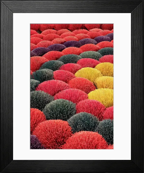 Framed Print : Colourful Incense sticks being dried, Quang Phu Cau village, Hanoi Province, Vietnam