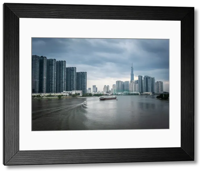 Framed Print : Modern developments along the Saigon River, Ho Chi Minh City (Saigon), Vietnam