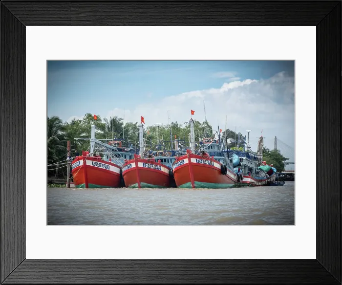 Framed Print : Fishing boats on the Mekong river, Mekong Delta, Vietnam Framed Print : Fishing boats on the Mekong river, Mekong Delta, Vietnam