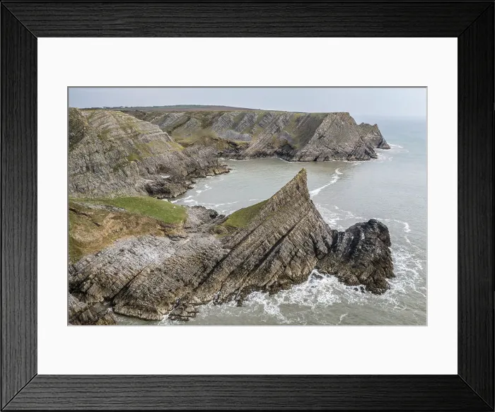 Framed Print : Aerial view of The Knave on the dramatic coastline of the Gower Peninsula, South Wales, UK. Spring (March) 2022 Framed Print : Aerial view of The Knave on the dramatic coastline of the Gower Peninsula, South Wales, UK. Spring (March) 2022