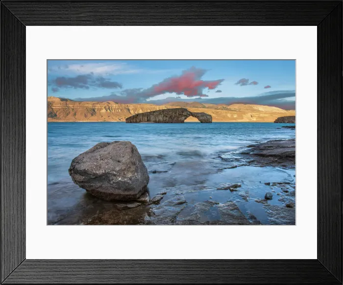 Framed Print : Patagonia, Argentina, Lago Posadas, Rock Arch at Lake Puyrredon Framed Print : Patagonia, Argentina, Lago Posadas, Rock Arch at Lake Puyrredon