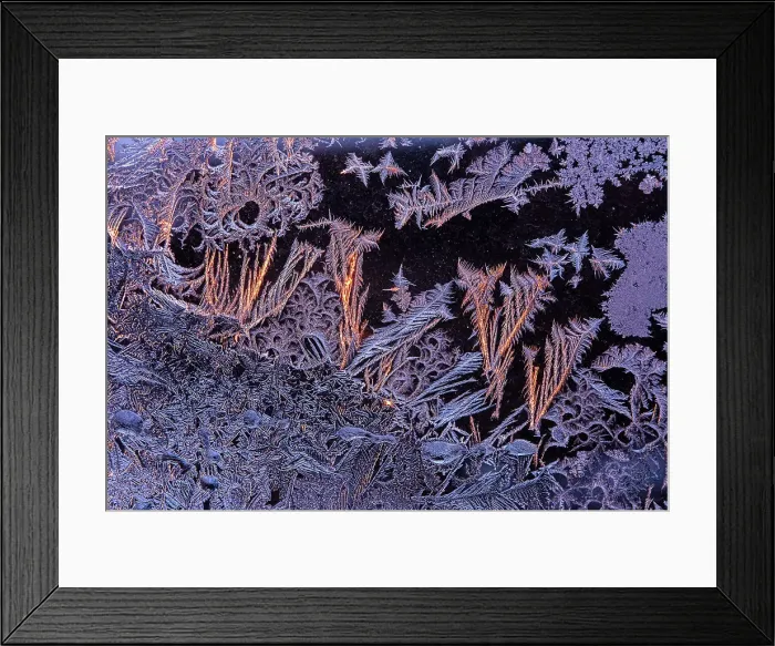 Framed Print : WIndow frost pattern at sunset, Winnipeg, Manitoba, Canada Framed Print : WIndow frost pattern at sunset, Winnipeg, Manitoba, Canada