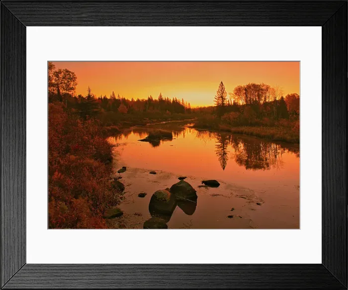 Framed Print : O'Hanley River at dawn Highway 304 near Manigotogan, Manitoba, Canada