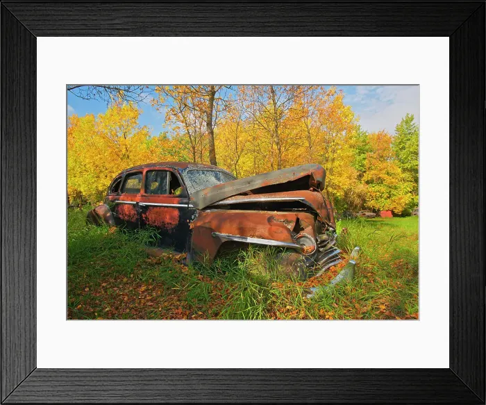 Framed Print : Vintage old vehicle in wrecking yard St. Lupicin, Manitoba, Canada Framed Print : Vintage old vehicle in wrecking yard St. Lupicin, Manitoba, Canada
