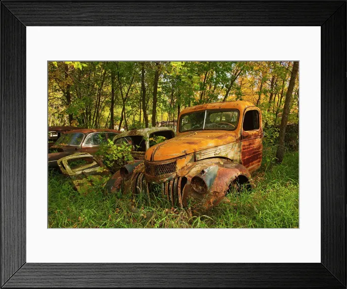 Framed Print : Vintage old vehicle in wrecking yard St. Lupicin, Manitoba, Canada Framed Print : Vintage old vehicle in wrecking yard St. Lupicin, Manitoba, Canada