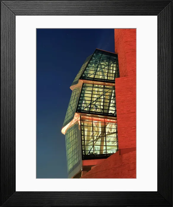 Framed Print : Canadian Museum for Human Rights (CMHR). Glass (cloud) facade at night, Winnipeg, Manitoba, Canada