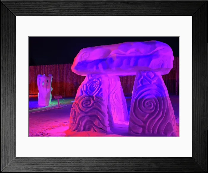 Framed Print : Ice sculpture during the Festival du Voyageur at Fort Gibraltor. St. Boniface. Winnipeg, Manitoba, Canada