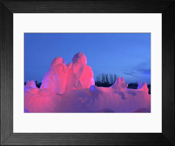 Framed Print : Ice sculpture during the Festival du Voyageur at Fort Gibraltor. St. Boniface. Winnipeg, Manitoba, Canada Framed Print : Ice sculpture during the Festival du Voyageur at Fort Gibraltor. St. Boniface. Winnipeg, Manitoba, Canada