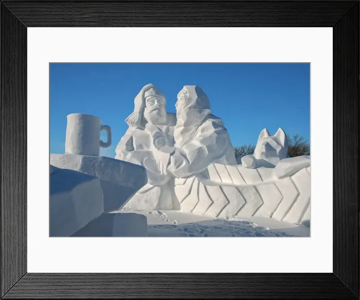 Framed Print : Ice sculpture during the Festival du Voyageur at Fort Gibraltor. St. Boniface. Winnipeg, Manitoba, Canada Framed Print : Ice sculpture during the Festival du Voyageur at Fort Gibraltor. St. Boniface. Winnipeg, Manitoba, Canada