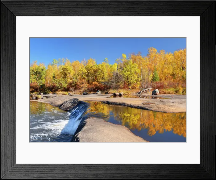 Framed Print : Whiteshell River in autumn at Rainbow Falls Whiteshell Provincial Park, Manitoba, Canada Framed Print : Whiteshell River in autumn at Rainbow Falls Whiteshell Provincial Park, Manitoba, Canada
