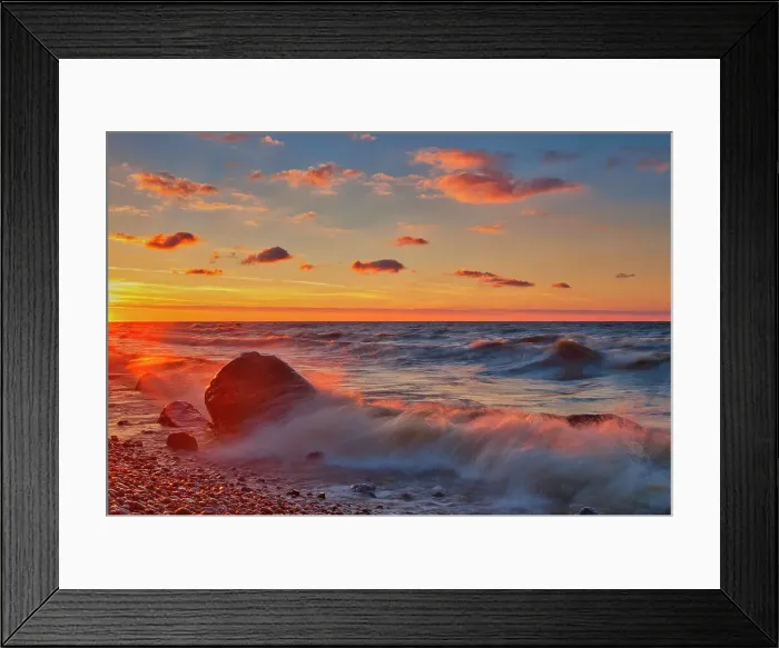 Framed Print : Waves crashing against the rocky shoreline of Lake Winnipeg at sunset Hillside Beach, Manitoba, Canada Framed Print : Waves crashing against the rocky shoreline of Lake Winnipeg at sunset Hillside Beach, Manitoba, Canada