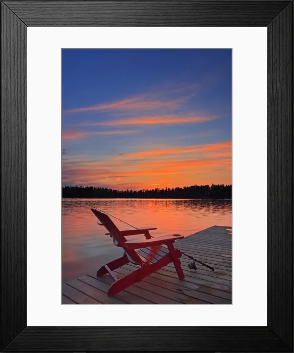 Framed Print : Muskoka chair at Star Lake at sunset Whiteshell Provincial Park, Manitoba, Canada Framed Print : Muskoka chair at Star Lake at sunset Whiteshell Provincial Park, Manitoba, Canada