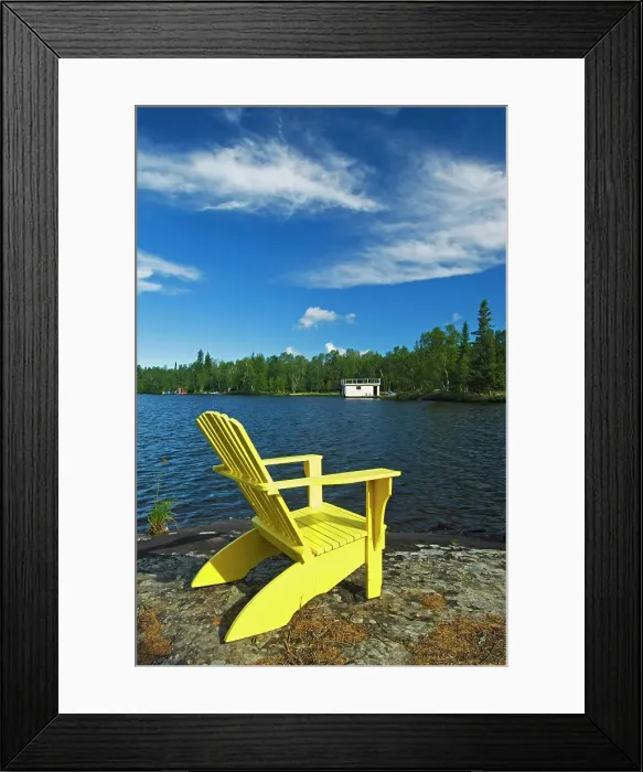 Framed Print : Muskoka chairs on Star Lake Whiteshell Provincial Park, Manitoba, Canada Framed Print : Muskoka chairs on Star Lake Whiteshell Provincial Park, Manitoba, Canada
