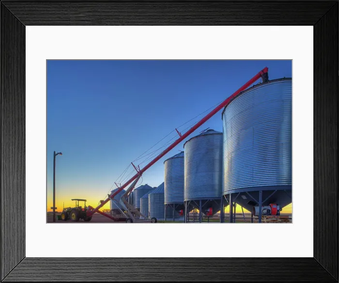 Framed Print : Grain bins at sunrise Swift Current, Saskatchewan, Canada