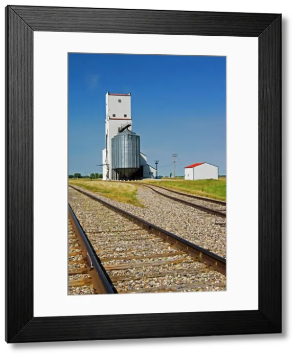 Framed Print : Grain elevator and railroad tracks Holland, Manitoba, Canada Framed Print : Grain elevator and railroad tracks Holland, Manitoba, Canada