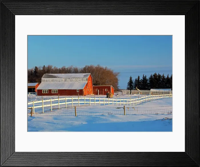 Framed Print : Red barn and white fence Whitewood, Saskatchewan, Canada