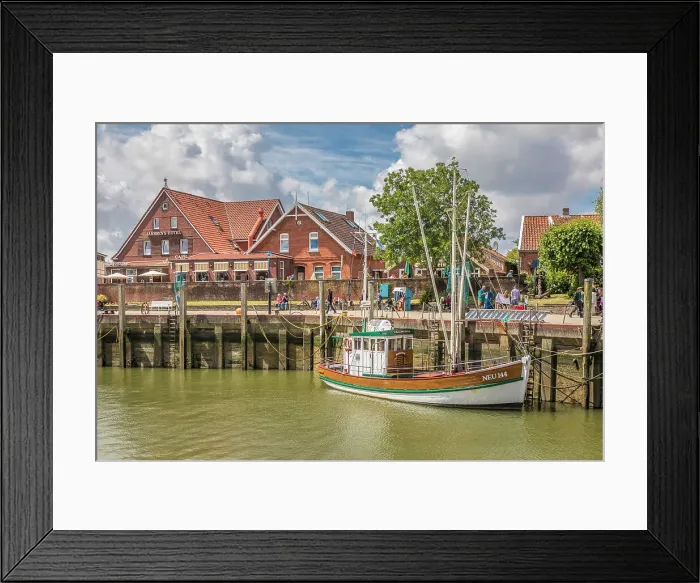 Framed Print : Shrimp boats in the harbor of Neuharlingersiel, East Frisia, Lower Saxony, Germany Framed Print : Shrimp boats in the harbor of Neuharlingersiel, East Frisia, Lower Saxony, Germany