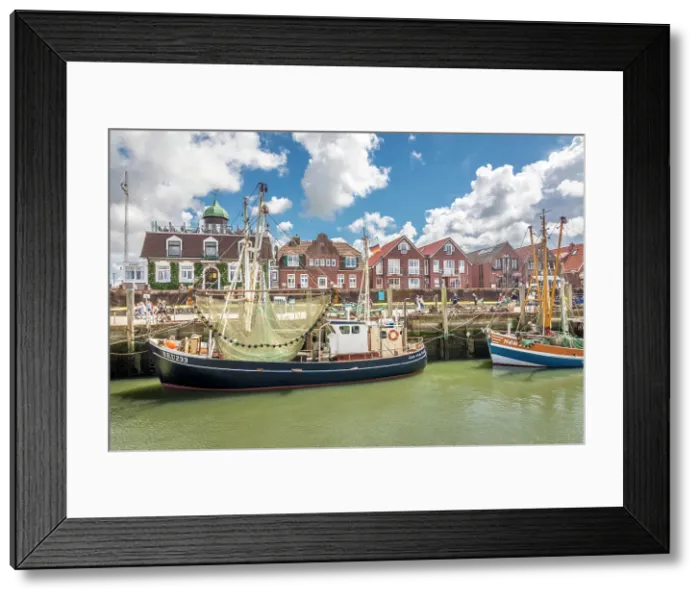 Framed Print : Shrimp boats in the harbor of Neuharlingersiel, East Frisia, Lower Saxony, Germany Framed Print : Shrimp boats in the harbor of Neuharlingersiel, East Frisia, Lower Saxony, Germany