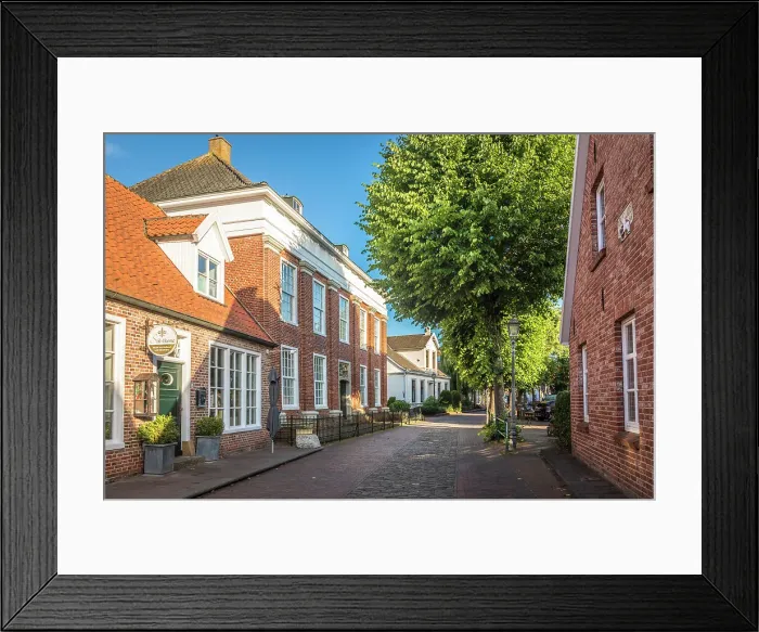Framed Print : Historic brick houses in the old town of Greetsiel, East Frisia, Lower Saxony, Germany Framed Print : Historic brick houses in the old town of Greetsiel, East Frisia, Lower Saxony, Germany