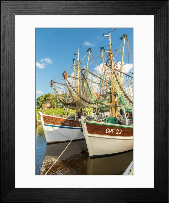 Framed Print : Shrimp boats in the harbor of Greetsiel, East Frisia, Lower Saxony, Germany Framed Print : Shrimp boats in the harbor of Greetsiel, East Frisia, Lower Saxony, Germany