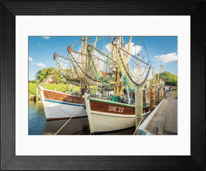 Framed Print : Shrimp boats in the harbor of Greetsiel, East Frisia, Lower Saxony, Germany Framed Print : Shrimp boats in the harbor of Greetsiel, East Frisia, Lower Saxony, Germany