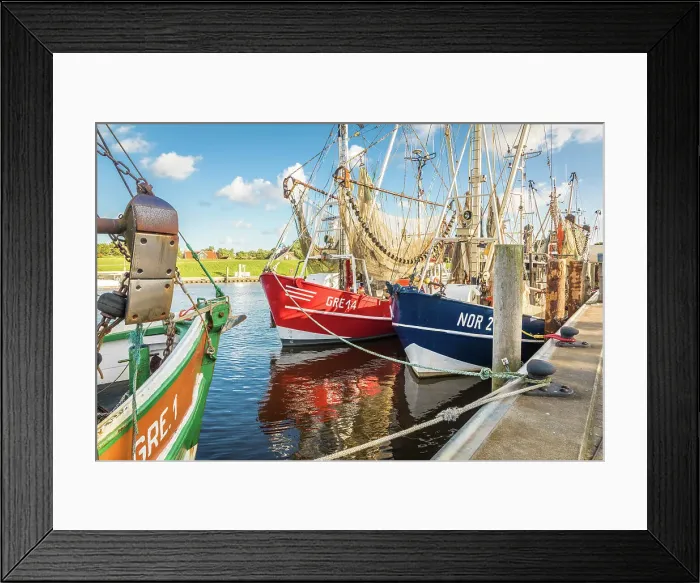 Framed Print : Shrimp boats in the harbor of Greetsiel, East Frisia, Lower Saxony, Germany Framed Print : Shrimp boats in the harbor of Greetsiel, East Frisia, Lower Saxony, Germany