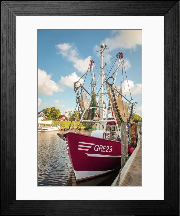 Framed Print : Shrimp boats in the harbor of Greetsiel at sunset, East Frisia, Lower Saxony, Germany Framed Print : Shrimp boats in the harbor of Greetsiel at sunset, East Frisia, Lower Saxony, Germany