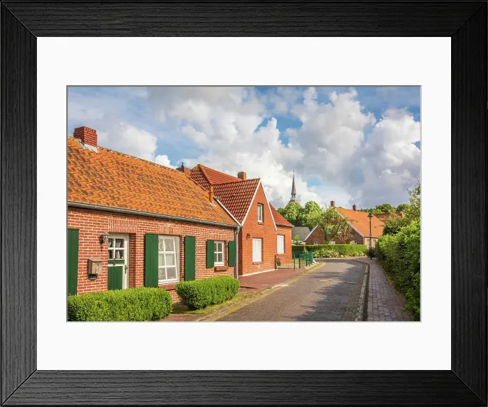 Framed Print : Alley in the village of Rysum, Krummhoern, East Frisia, Lower Saxony, Germany